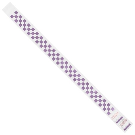 Bsc Preferred 3/4 x 10'' Purple Checkerboard Tyvek Wristbands, 500PK BUY00038729